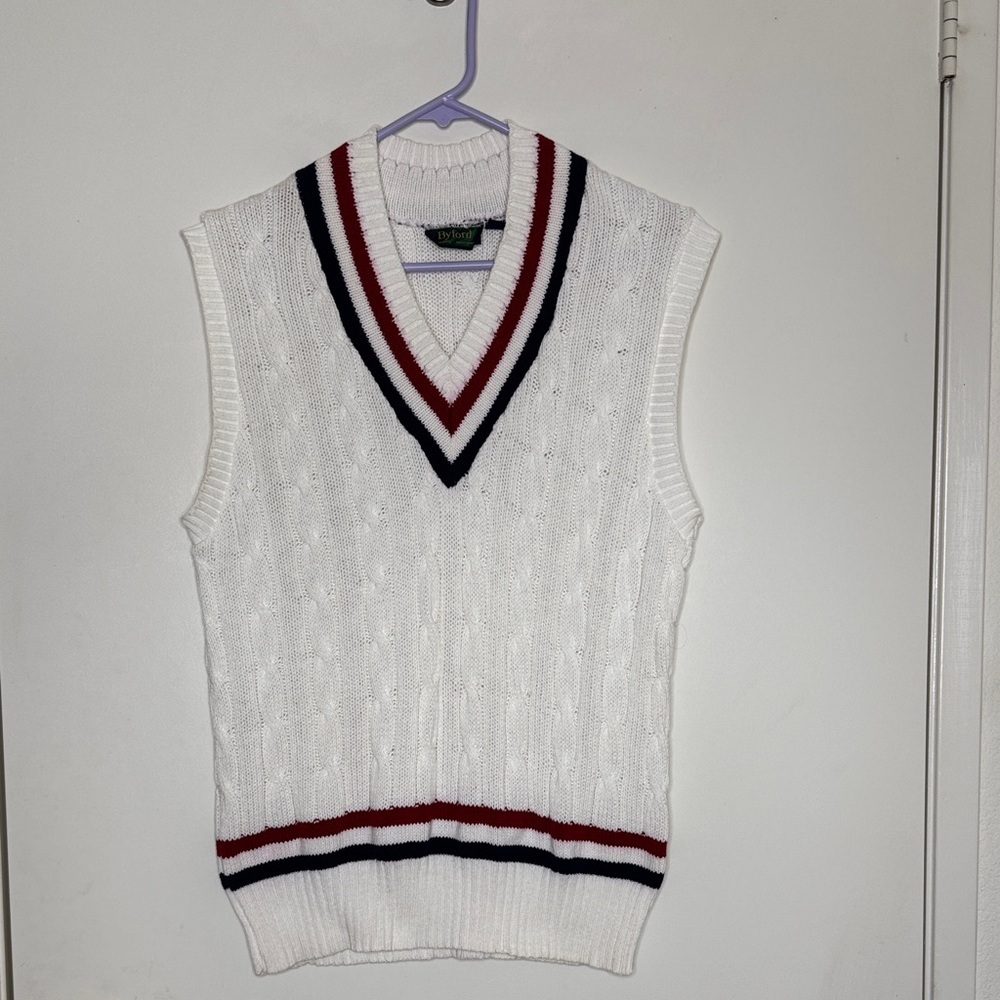 Byford London White Cable Knit Sweater Vest